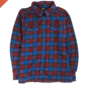 Patagonia Women's 6 Fjord Flannel Oxblood Red Cotton Buttondown Shirt Or…